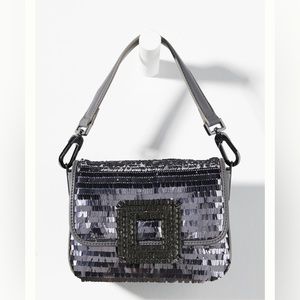Elegant Silver Sequin Shoulder Bag